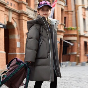 零下40度防寒防风男女童中长款连帽羽绒服冬季东北哈尔滨加厚保暖