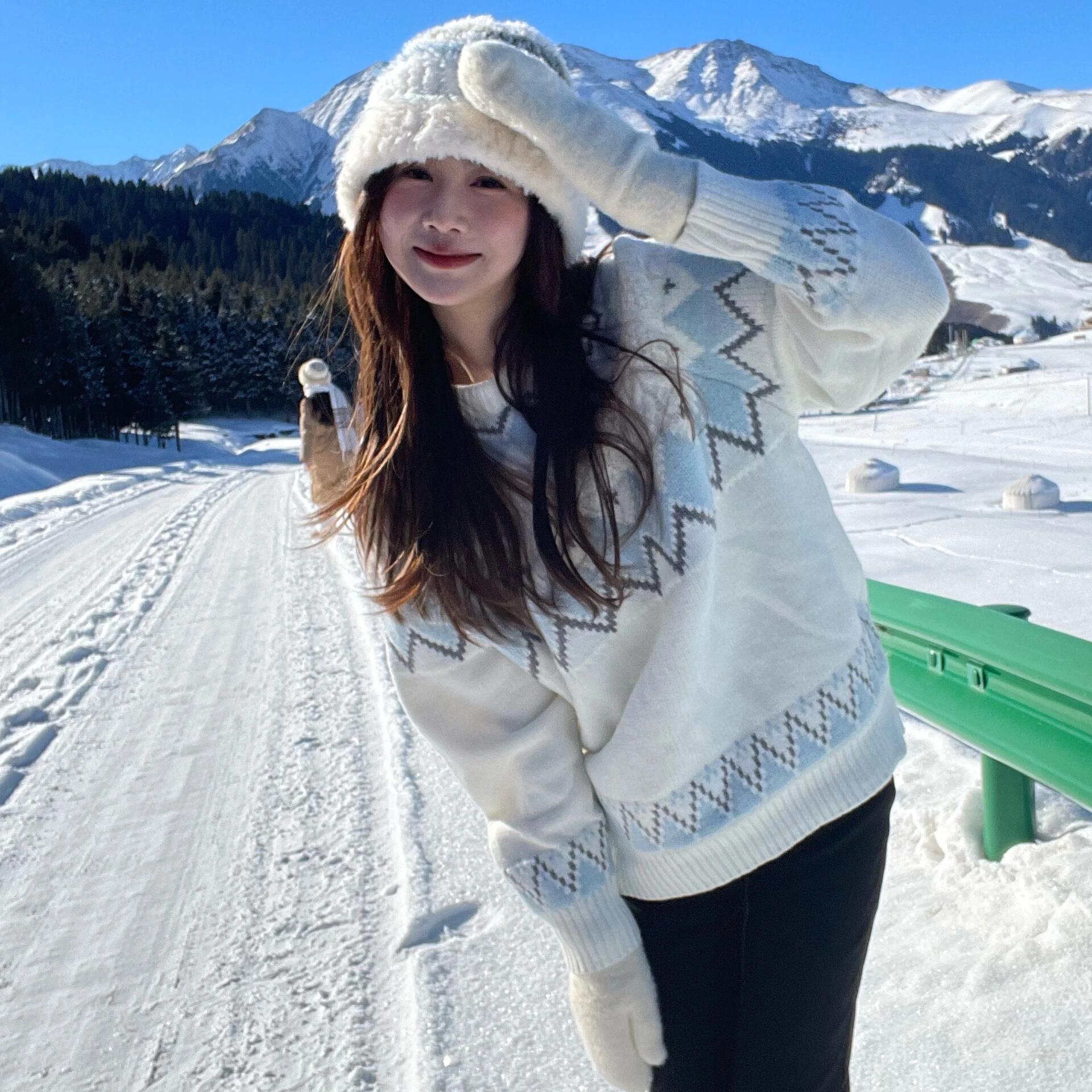 新疆长白山费尔岛毛衣女加厚保暖东北哈尔滨旅游穿搭出片冬季内搭