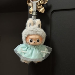 10cm搪胶4.0迷你labubu可爱娃衣挂件拉布布钥匙扣爱心项链小猪包