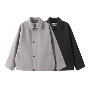 INTERPLAY 亚麻肌理复合绒大衣