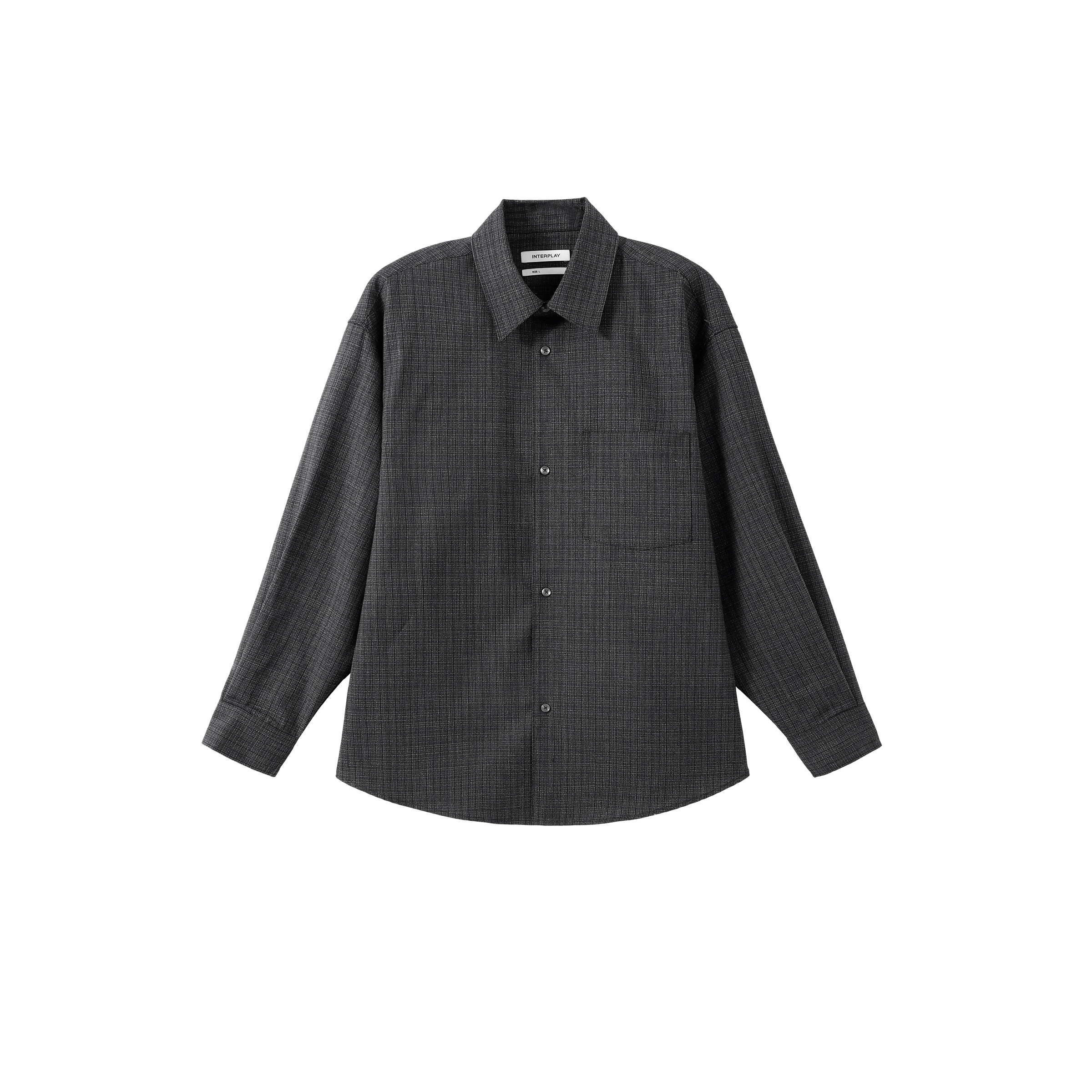 INTERPLAY 细格纹羊毛易打理长袖衬衫