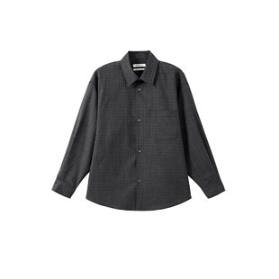 INTERPLAY 细格纹羊毛易打理长袖衬衫