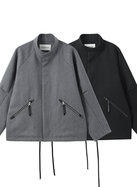 INTERPLAY 绵羊毛毛呢短款大衣