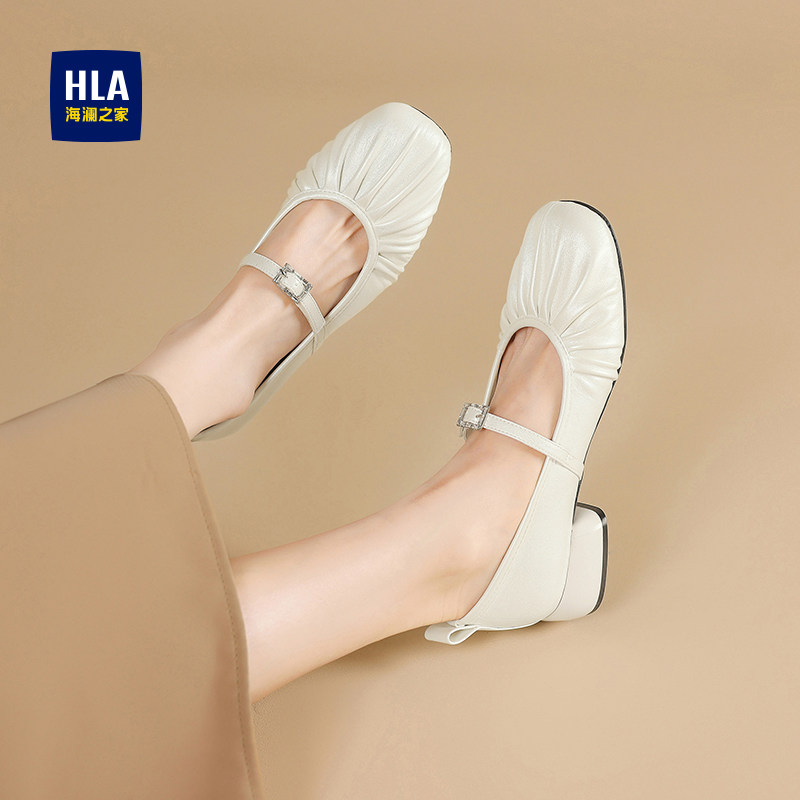 HLA/海澜之家女鞋新款玛丽珍鞋女法式粗跟软底小皮鞋女芭蕾舞单鞋,女鞋,玛丽珍鞋,淘宝优惠券,粉丝福利购,淘宝优惠卷