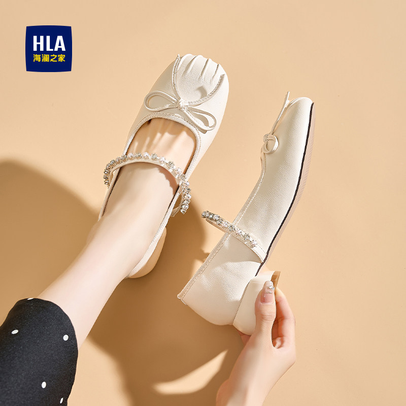 HLA/海澜之家粗跟女鞋秋冬新款软底舒适不累脚方头配裙子玛丽珍鞋,女鞋,玛丽珍鞋,淘宝优惠券,粉丝福利购,淘宝优惠卷