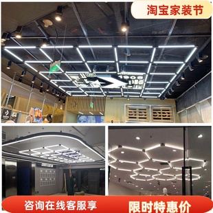 T8长条形LED灯管创意拼接天花吊顶立方体造型360度发光商用装 饰灯