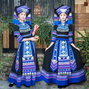 壮锦舞蹈演出服舞台表演服套装 三月三广西少数民族服装 女成人新款