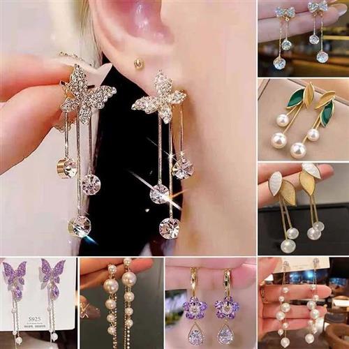 New Full Crystal Butterfly Tassel Earrings For Women Earing