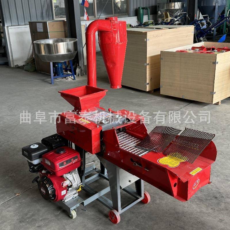 汽油机干湿秸秆铡草机家用养殖牛羊饲料粉碎机青储饲料铡草揉丝机