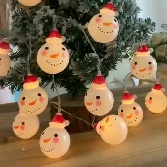 led灯串圣诞挂件雪人老人发光灯串圣诞节彩灯装饰用品