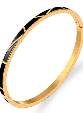 欧美钛钢彩色珐琅手镯 波浪纹卡扣钛滴胶不锈钢手镯女