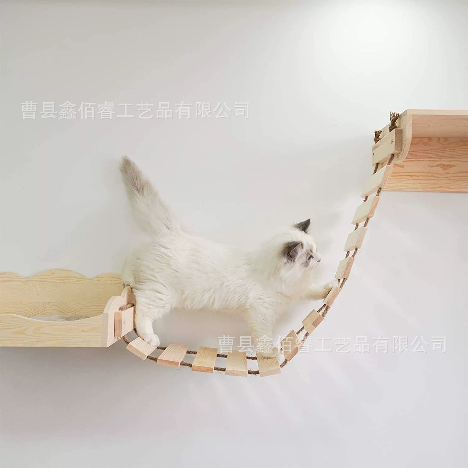 木质猫爬架壁挂式猫窝木质猫跳台吊桥软梯猫架DIY墙上猫自由空间