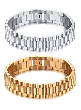 欧美饰品男士手表带手链 金色不锈钢手饰品 钛钢