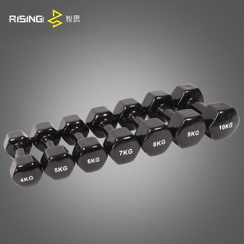 六角浸塑哑铃男士女士家用运动健身器材2.5kg3磅4KG10公斤