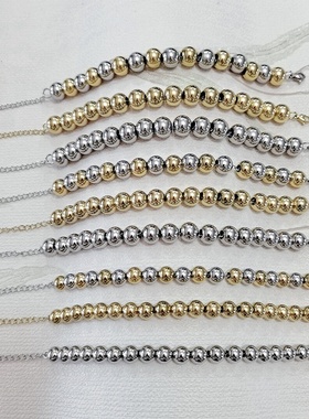 金属不锈钢手饰品男耐磨防水不易退色优质厚实感光滑圆串珠子手链