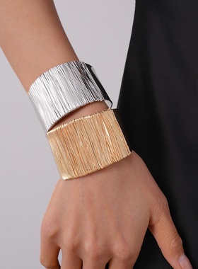 欧美夸张铁丝缠绕开口手镯简约小众设计感手环轻奢高级感百搭手饰