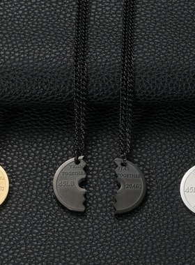 欧美健身杠铃片吊坠  运动器材情侣项链  钛钢首饰品