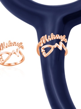 不锈钢diy个性化生辰花名字听诊器id标签配件指环