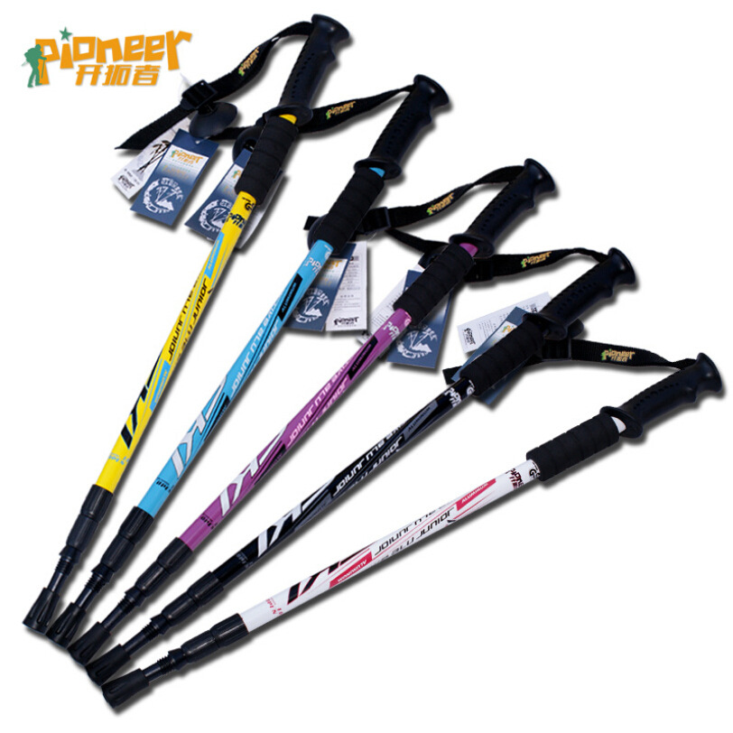 正品开拓者登山杖户外用品轻巧爬山徒步折叠伸缩减震拐杖手杖