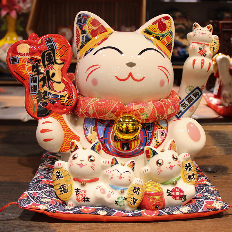 招财猫福缘猫风生水起招财猫存钱罐小号中号招财猫开业招財擺件