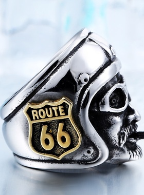 欧美 机车党66号公路摩托车骑士戒指 不锈钢男士个性指环 清货