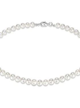 欧美白色珍珠项链 单层8mm仿珍珠男士项圈多种规格