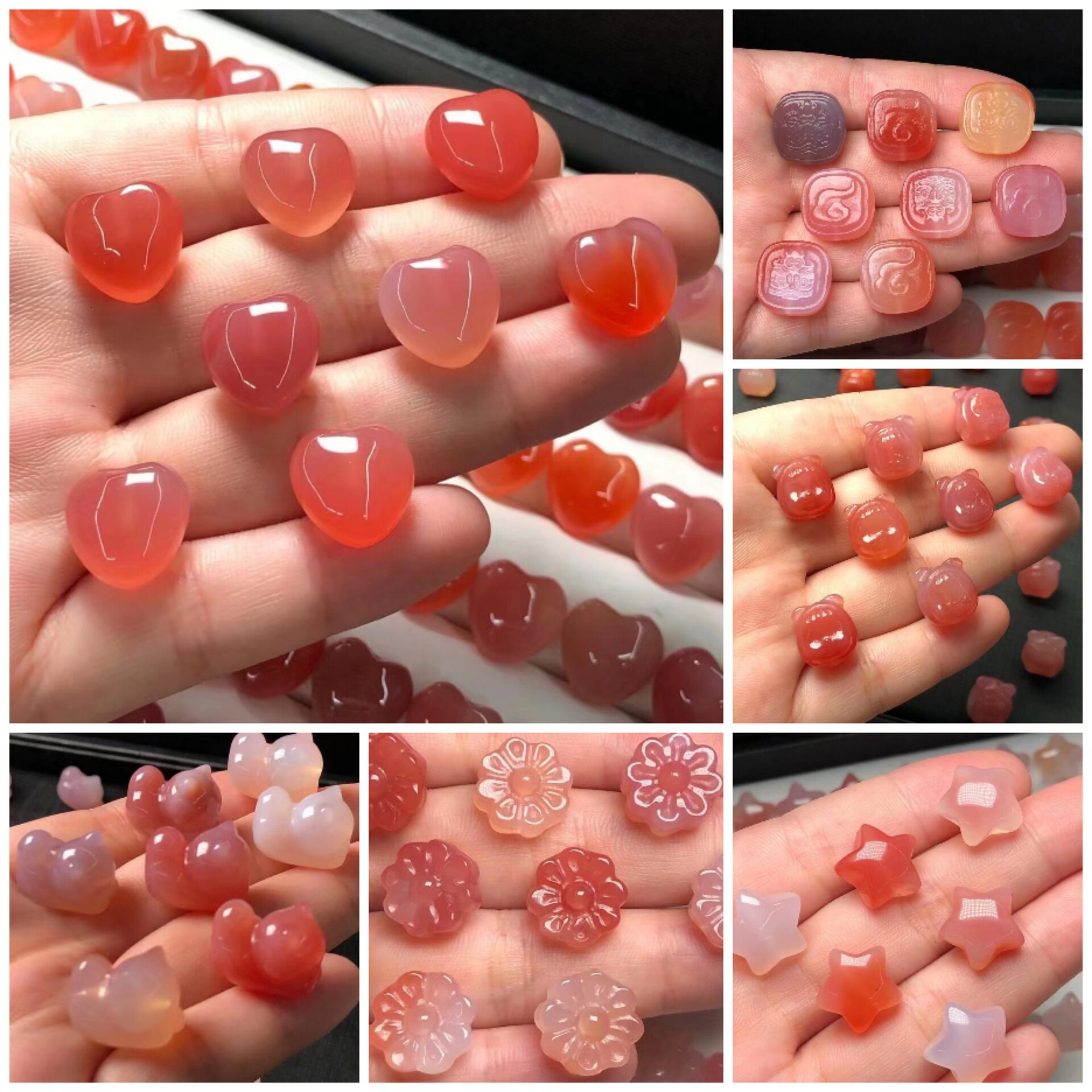 天然绯红盐源玛瑙星星爱心趴趴兔貔貅雕刻diy配饰挂件散珠提溜