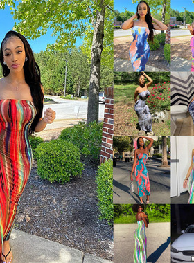 Sexy print plus size sleeveless dress 性感印花大码无袖连衣裙