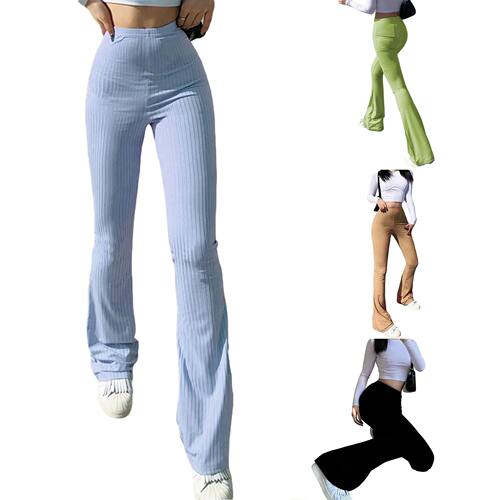 修身休闲高腰微喇长裤Slim fit high waisted micro flared pants
