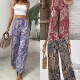high leg waist Casual printed wide pants休闲高腰印花阔腿长裤