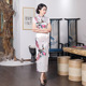 printed 斜襟印花短袖 short Leted sleeved cheongsam 长款 旗袍
