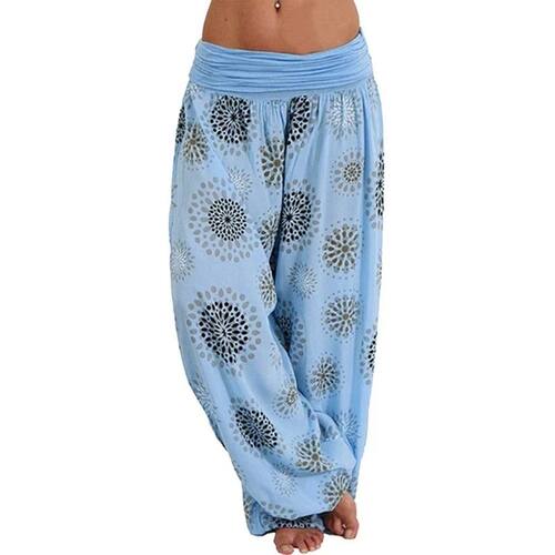 Casual print high-waisted Harun trousers休闲印花高腰哈伦长裤