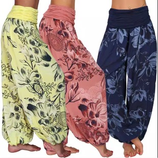 waisted high harun pants Loose 休闲宽松印花高腰哈伦裤 print