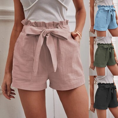 pleated hems pocket straight leg shorts 褶皱拼接口袋直筒短裤