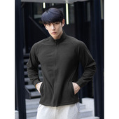 拉链外套健身t恤修身 秋冬重磅保暖翻领长袖 德绒打底衫 外穿上衣男