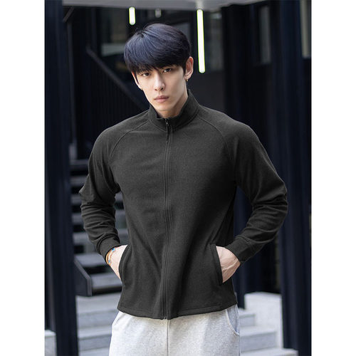保暖翻领长袖t恤修身拉链外套