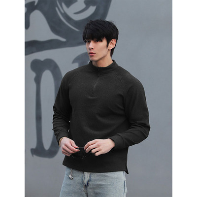 立领半门襟德绒长袖拉链打底衫