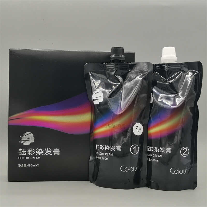 发廊专用一步染钰彩染发膏黑茶色图片