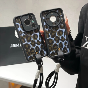 适用iPhone16/15promax黑色蓝豹纹手机壳小米15/14相框精孔华为pura70Pro防摔vivos30软壳OPPOReno14
