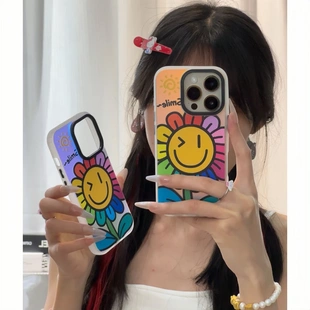 60软findX8个性 适用于iPhone16 华为pura70彩虹太阳花mate70 14新款 红米K80保护套 15promax镭射手机壳小米15