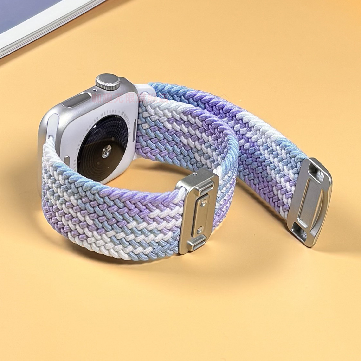 适用苹果iwatch9手表带s9尼龙s8男女士se同款ultra2高级感s10编织5磁吸扣创意金属小众夏天applewatch7表带s7