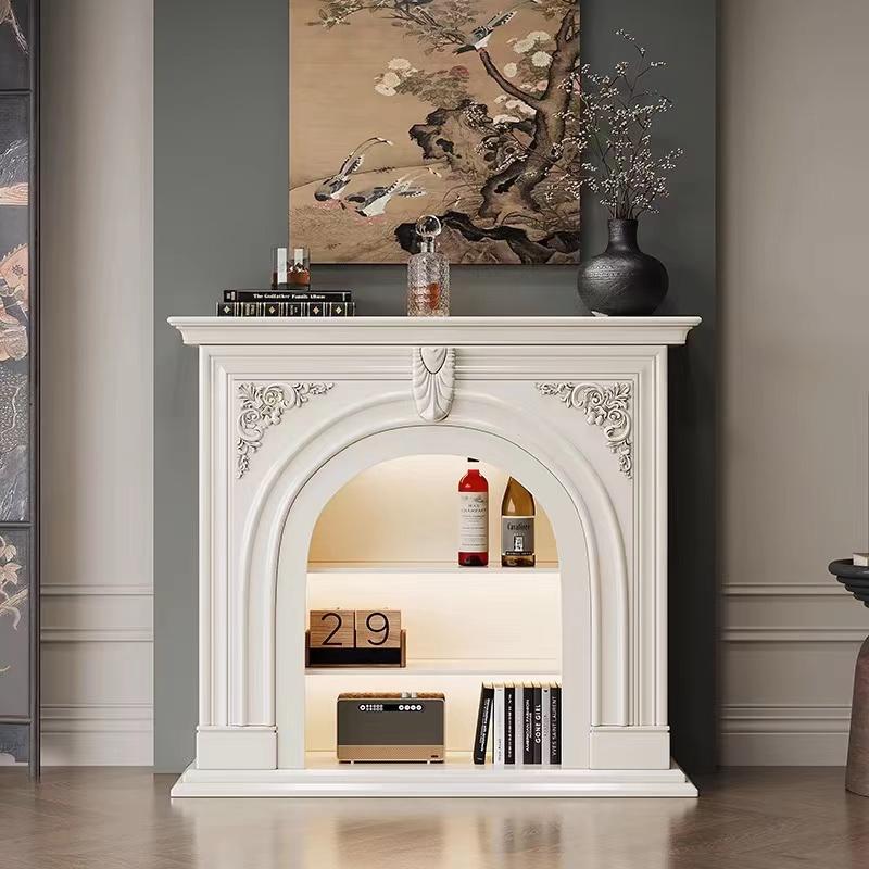 法式奶油风实木欧式壁炉柜装饰柜美式客厅边柜入户壁炉玄关定制
