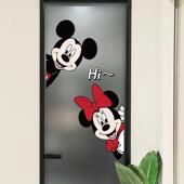 米奇玻璃贴纸米妮卫生间厕所门窗户装 饰画高级浴室玻璃门静电贴膜