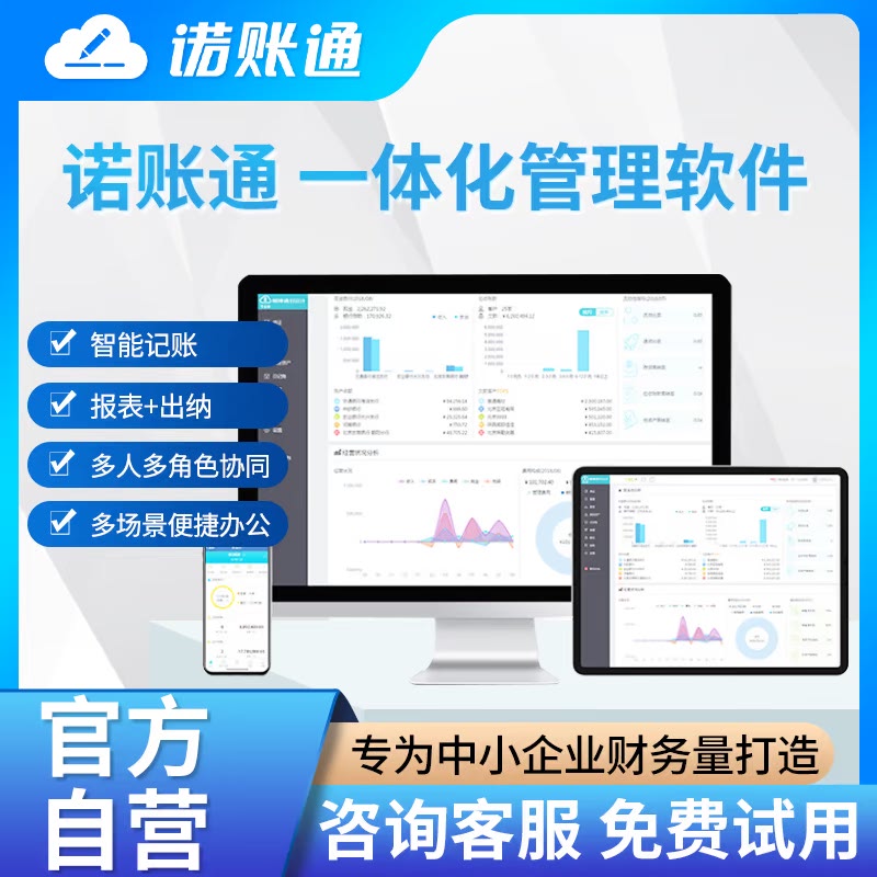 诺诺网财务软件诺账通云会计记账做账erp报表网页版出纳固定资产