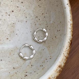 s925纯银橄榄枝耳环女小巧精致耳饰轻奢高级感耳扣气质耳圈