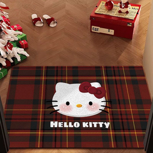 HelloKitty圣诞高级丝圈入户地垫可爱玄关门口蹭土耐磨方形脚垫