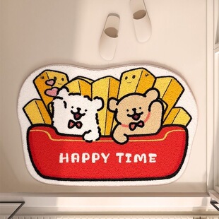 可爱卡皮巴拉仿羊绒浴室地垫洗手间专用室内防滑脚垫卧室家居地毯