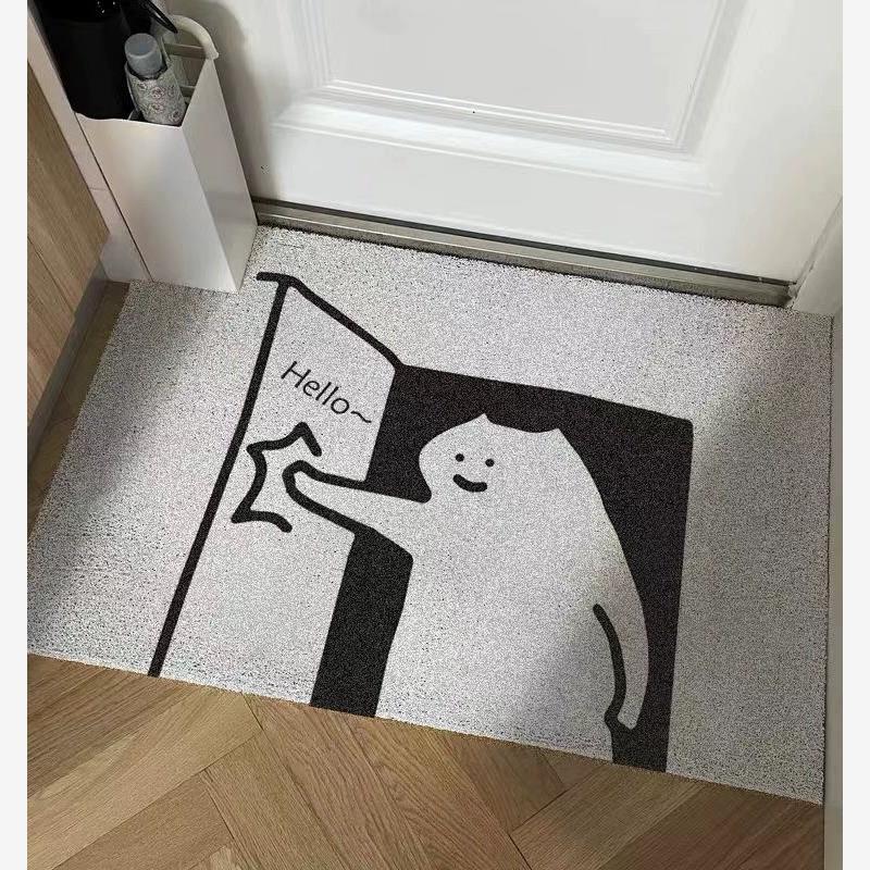 可爱猫咪入户门防水地垫图片