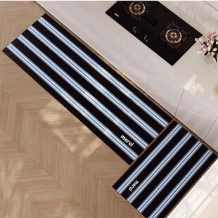 韩式条纹厨房专用地垫软硅藻泥吸水吸油浴室防滑垫子高级感可定制