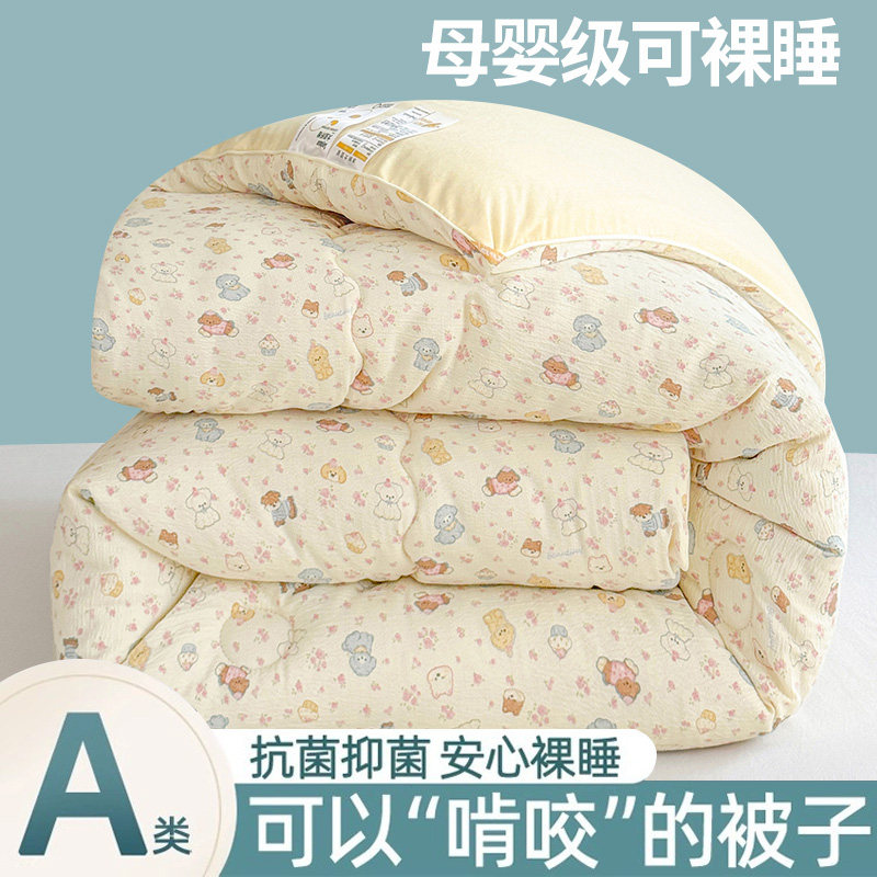 水洗棉皱皱纱大豆纤维被2025新款被子宿舍单双人被芯春秋冬被学生,床上用品,化纤被,淘宝优惠券,粉丝福利购,淘宝优惠卷